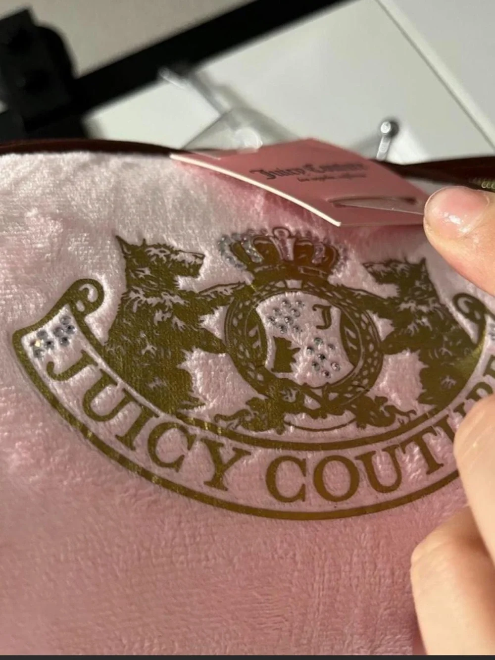 Juicy Couture Pink Velvet Cosmetic Pouch with Gold Logo
